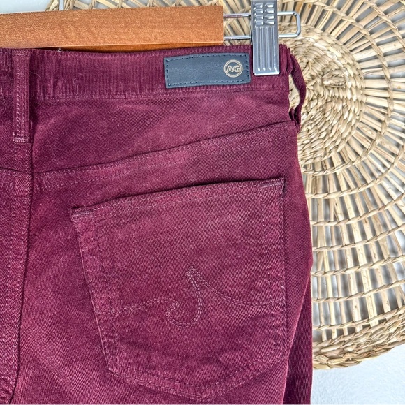 AG The Legging Ankle Super Skinny Corduroy Suede Burgundy Jeans - Picture 10 of 16
